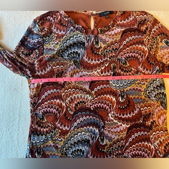 Eclair Long Sleeve Top, Sheer Layered Material. Earthy Boho Pattern, Women’s XL - Picture 6 of 9